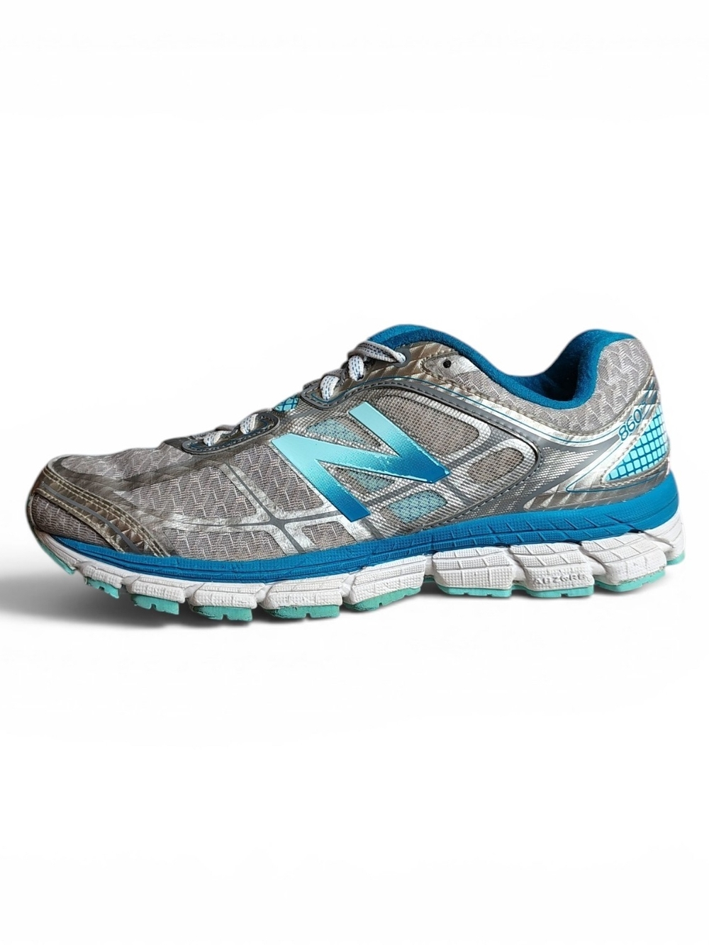 New Balance 860v5 Silver Blue Lace Up Running Shoes W860M15 Women's Size 9D